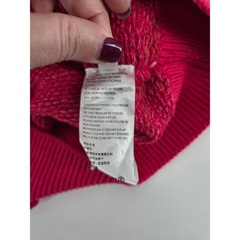 Free People Sweater Women L Pink Gossamer V-Neck Balloon Sleeve Marled Knit Boho - Picture 5 of 5